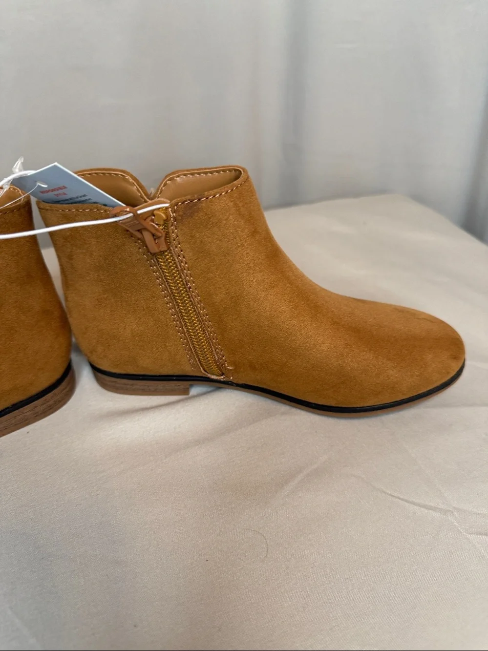 Cat & Jack kids light brown cognac Penelope ankle boots zippers new faux suede